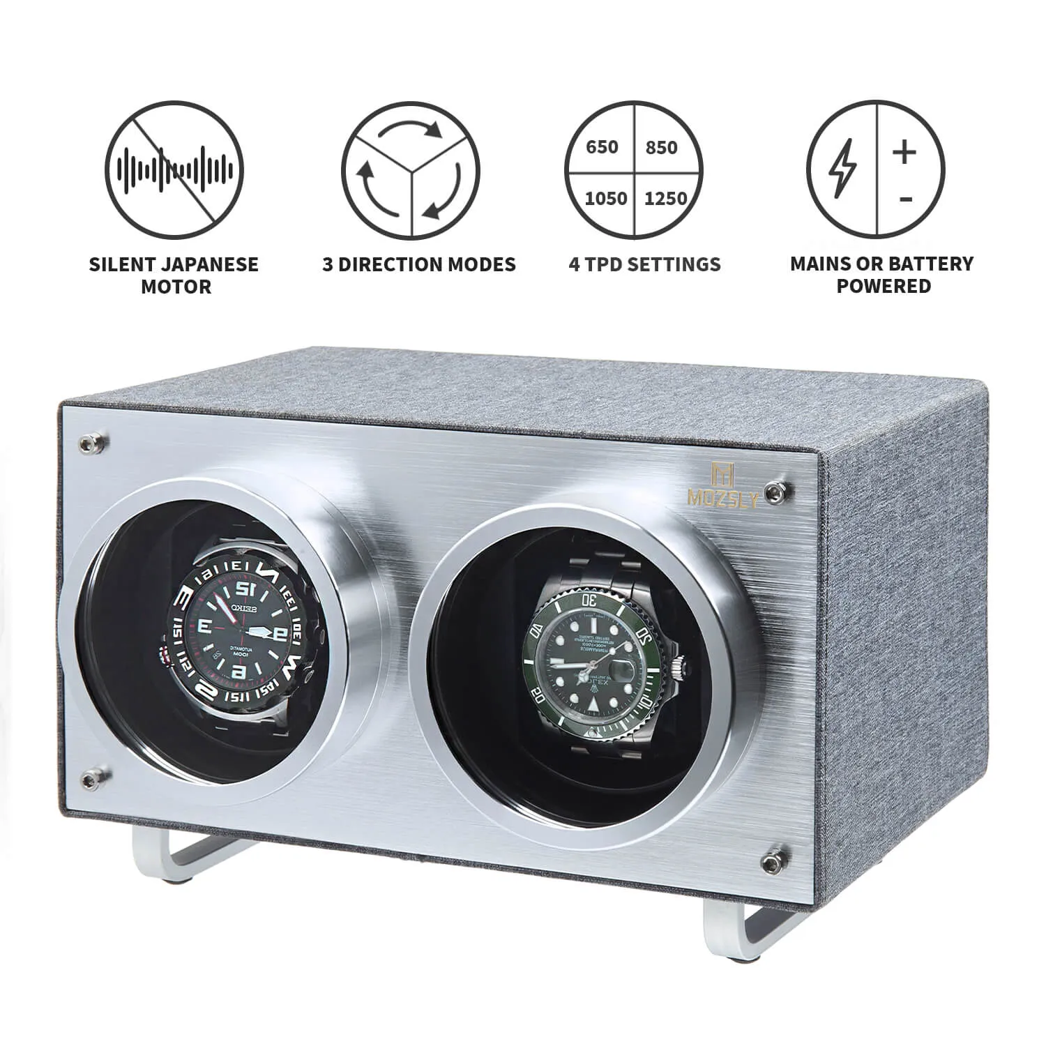 MOZSLY® Double Watch Winder - Gray  Polyester