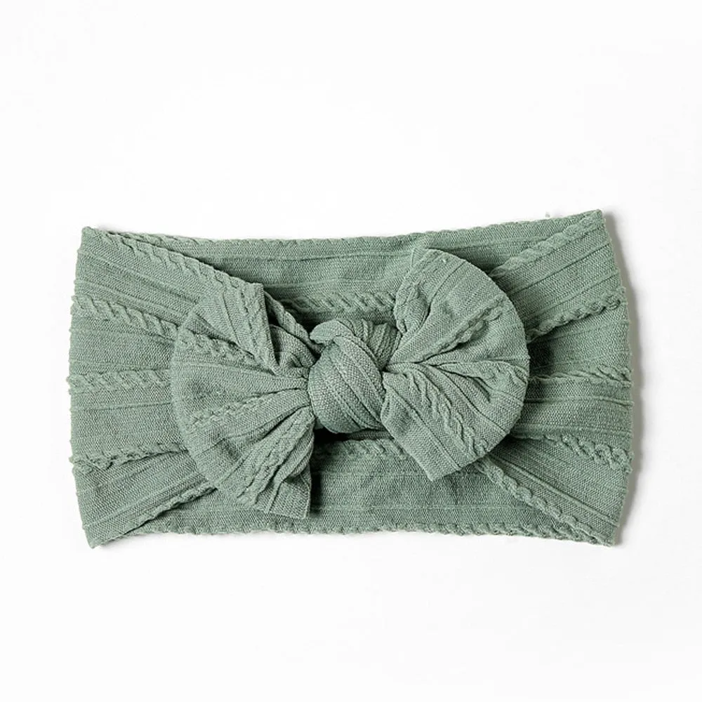 Newborn Baby Headbands - Fashionable and Soft - Wide Elastic Knit Band With Bow (32 Colors)