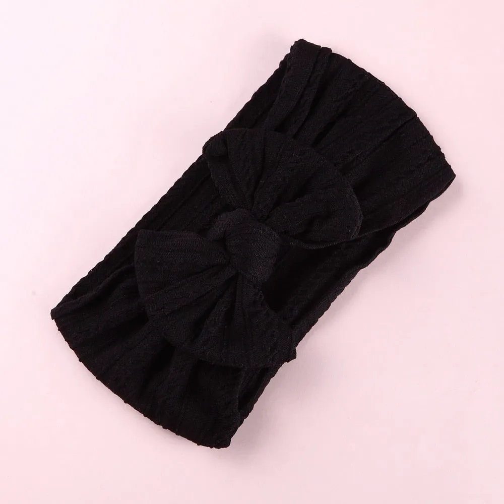 Newborn Baby Headbands - Fashionable and Soft - Wide Elastic Knit Band With Bow (32 Colors)