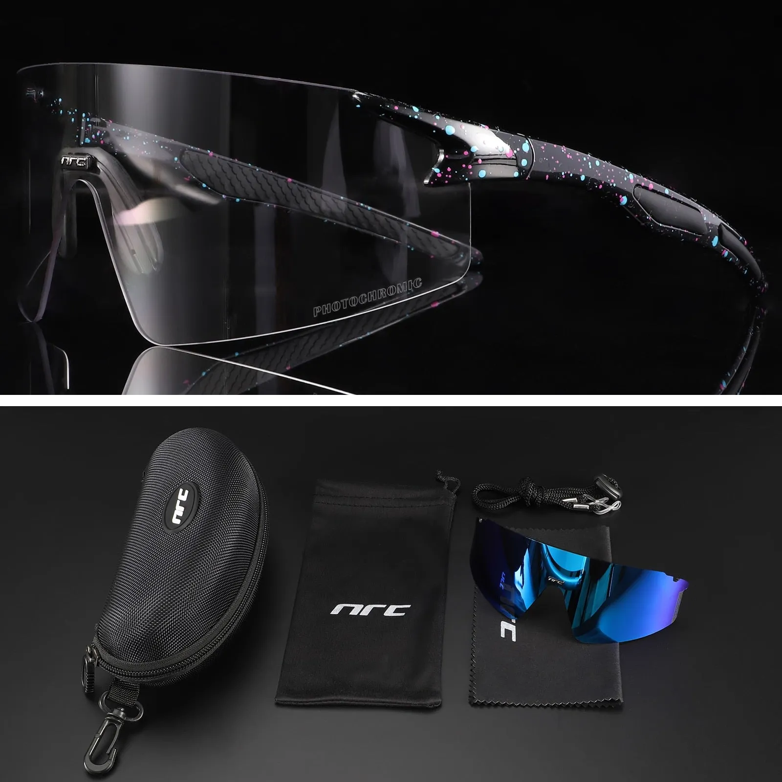 NRC 3 Lens UV400 Cycling Sunglasses TR90 Sports Bicycle Glasses MTB Mountain Bike Fishing Hiking Riding Eyewear for men women