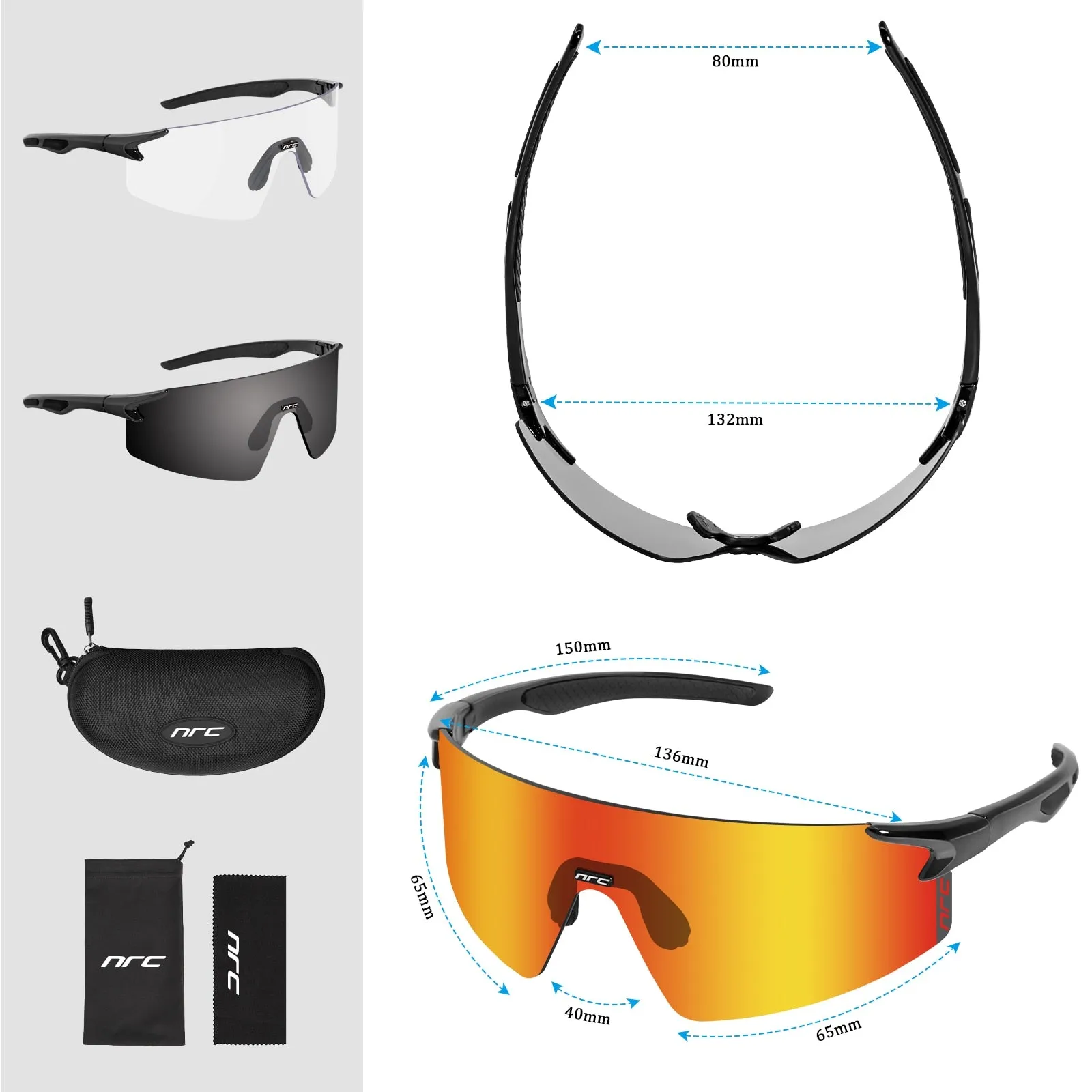 NRC 3 Lens UV400 Cycling Sunglasses TR90 Sports Bicycle Glasses MTB Mountain Bike Fishing Hiking Riding Eyewear for men women