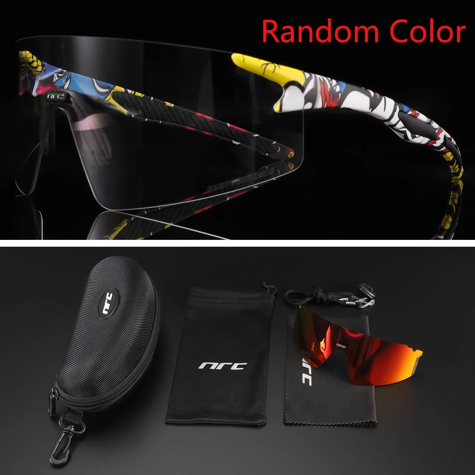 NRC 3 Lens UV400 Cycling Sunglasses TR90 Sports Bicycle Glasses MTB Mountain Bike Fishing Hiking Riding Eyewear for men women