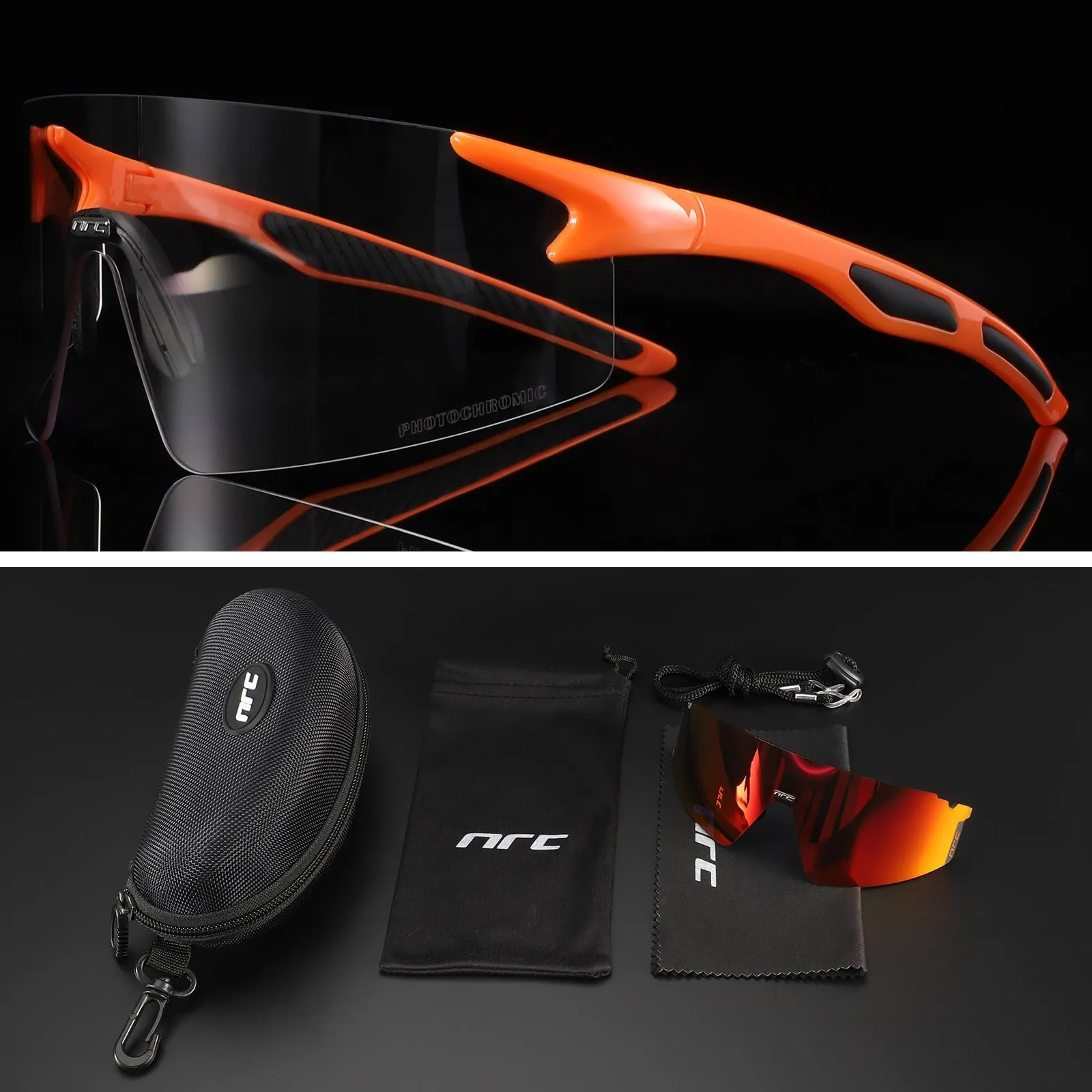 NRC 3 Lens UV400 Cycling Sunglasses TR90 Sports Bicycle Glasses MTB Mountain Bike Fishing Hiking Riding Eyewear for men women