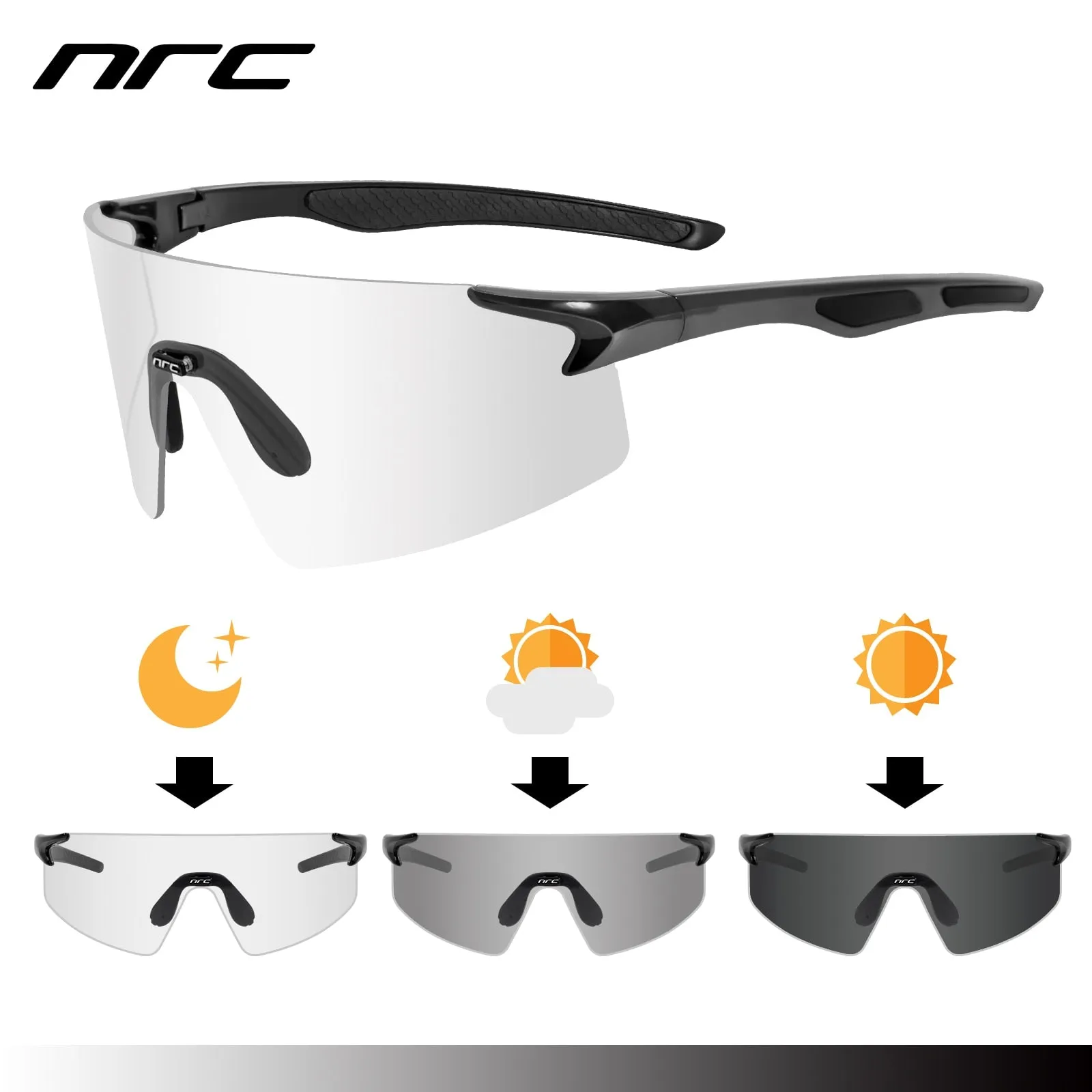 NRC 3 Lens UV400 Cycling Sunglasses TR90 Sports Bicycle Glasses MTB Mountain Bike Fishing Hiking Riding Eyewear for men women