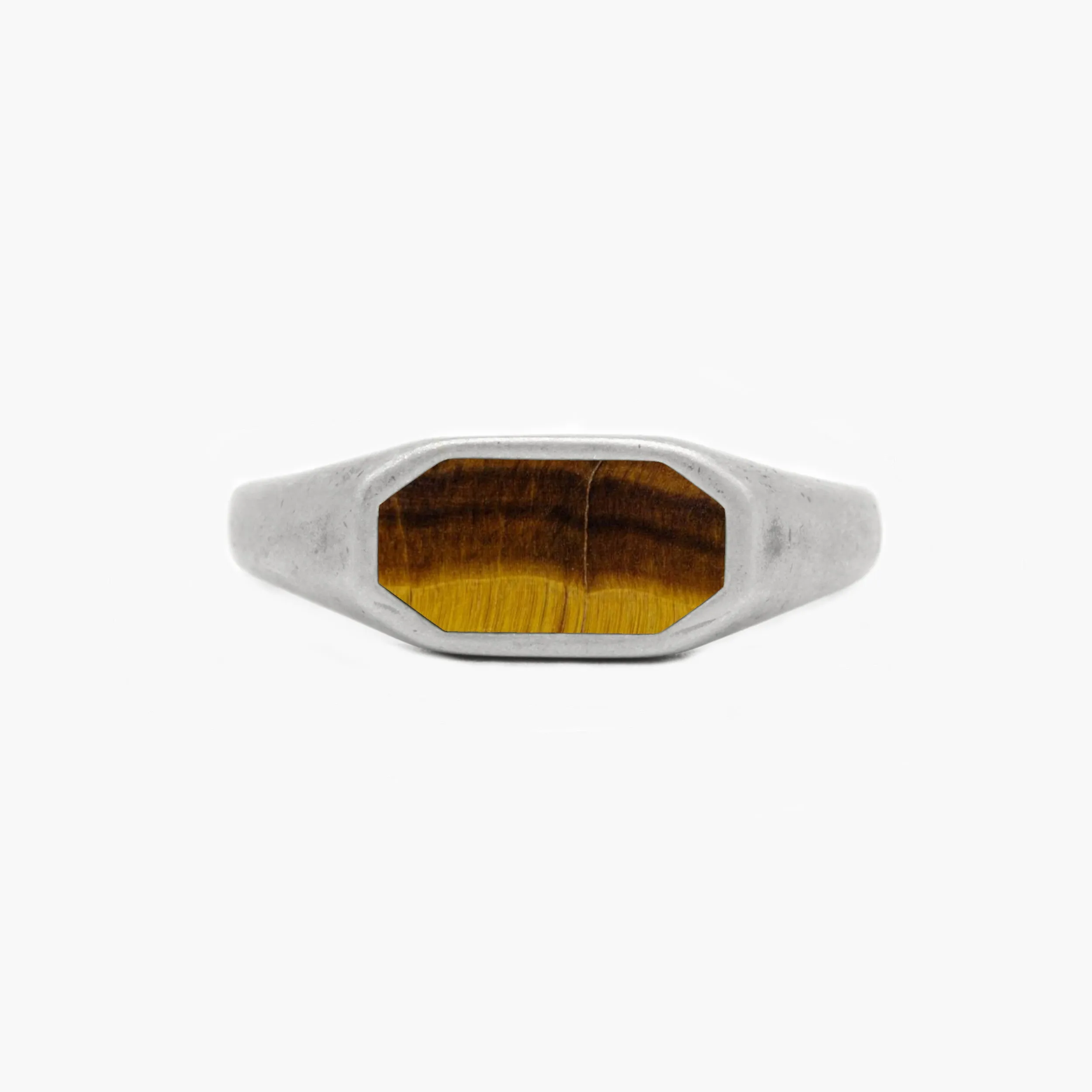 Octagon Signet Ring With Tiger Eye Stone