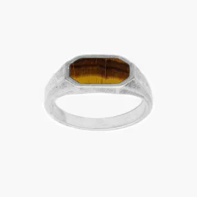 Octagon Signet Ring With Tiger Eye Stone