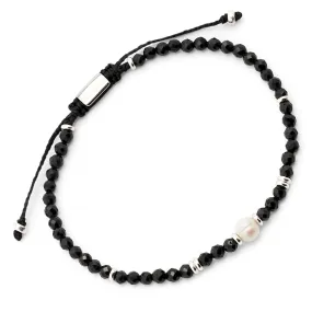 Onyx Freshwater Pearl Center Beaded Pull Bracelet