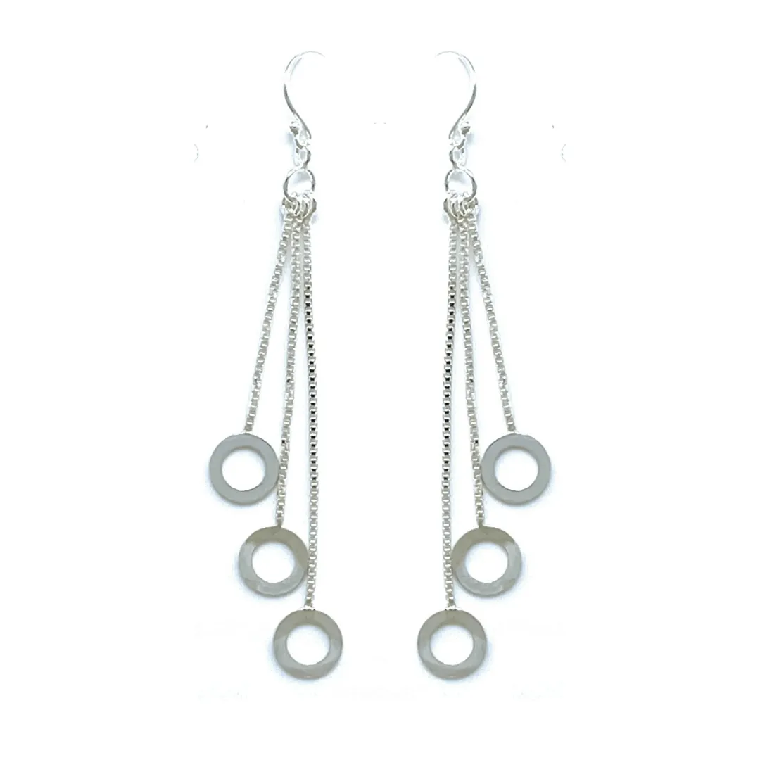 Open Circle Multi Chain Sterling Silver Chandelier Earrings