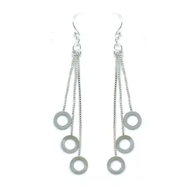 Open Circle Multi Chain Sterling Silver Chandelier Earrings