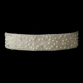 Pearl, Crystals Glass Bead Wedding Sash Bridal Belt