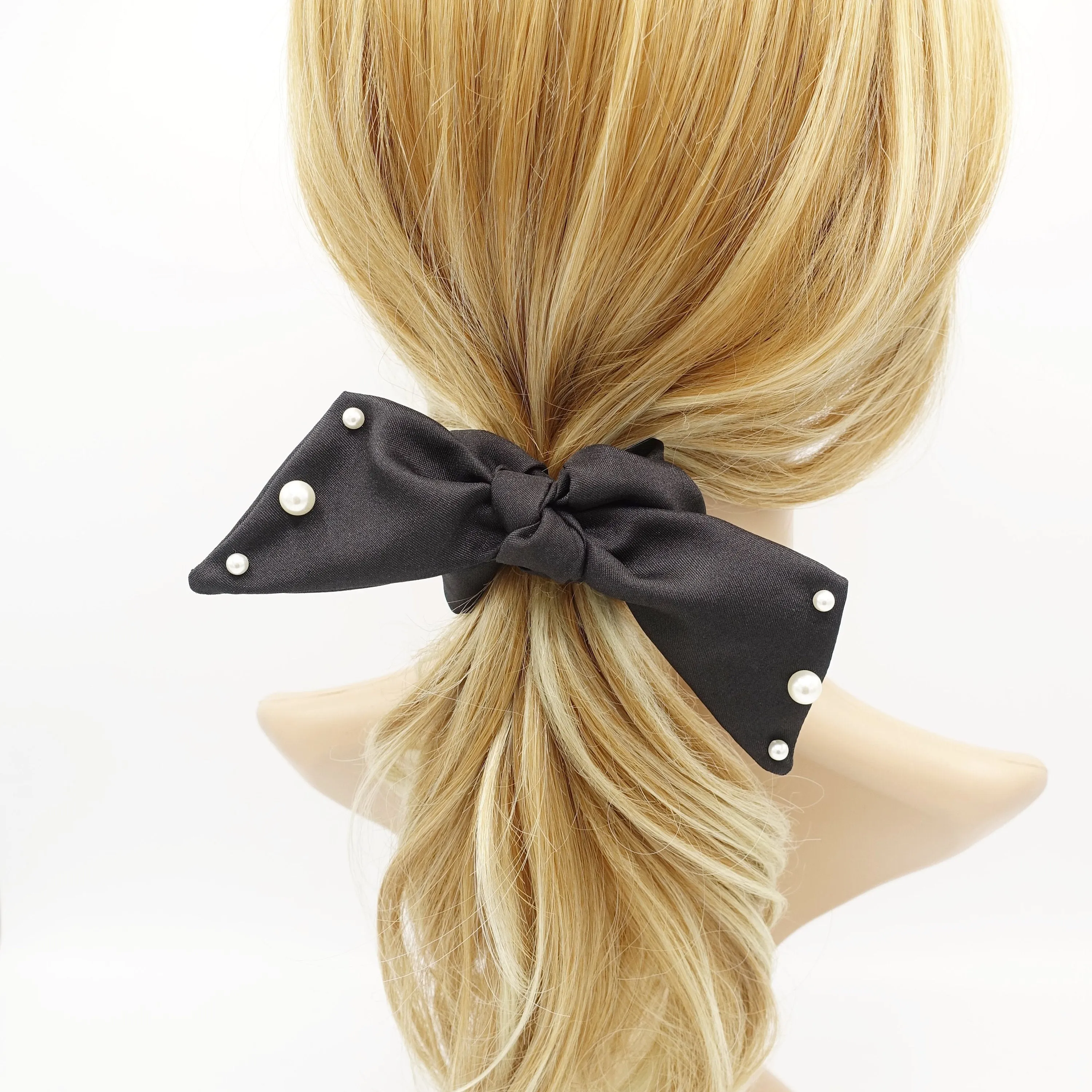 pearl stud embellished headband hair elastic bow scrunchies