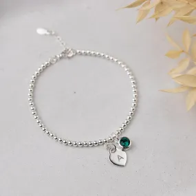 Personalised May Birthstone Bracelet - Emerald Crystal