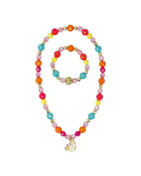 Pink Poppy Unicorn Rainbow Charm Necklace and Bracelet Set