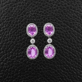 Pink Sapphire & Diamond Dangle Earrings