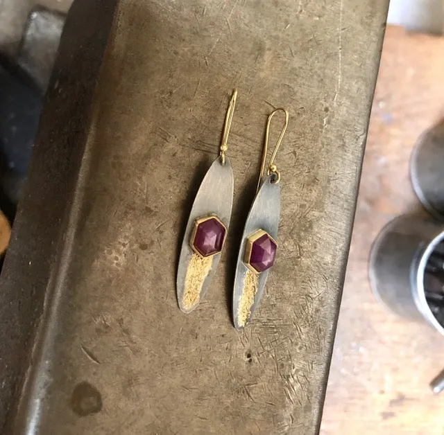 Pink Sapphire Gold Twilight Earrings