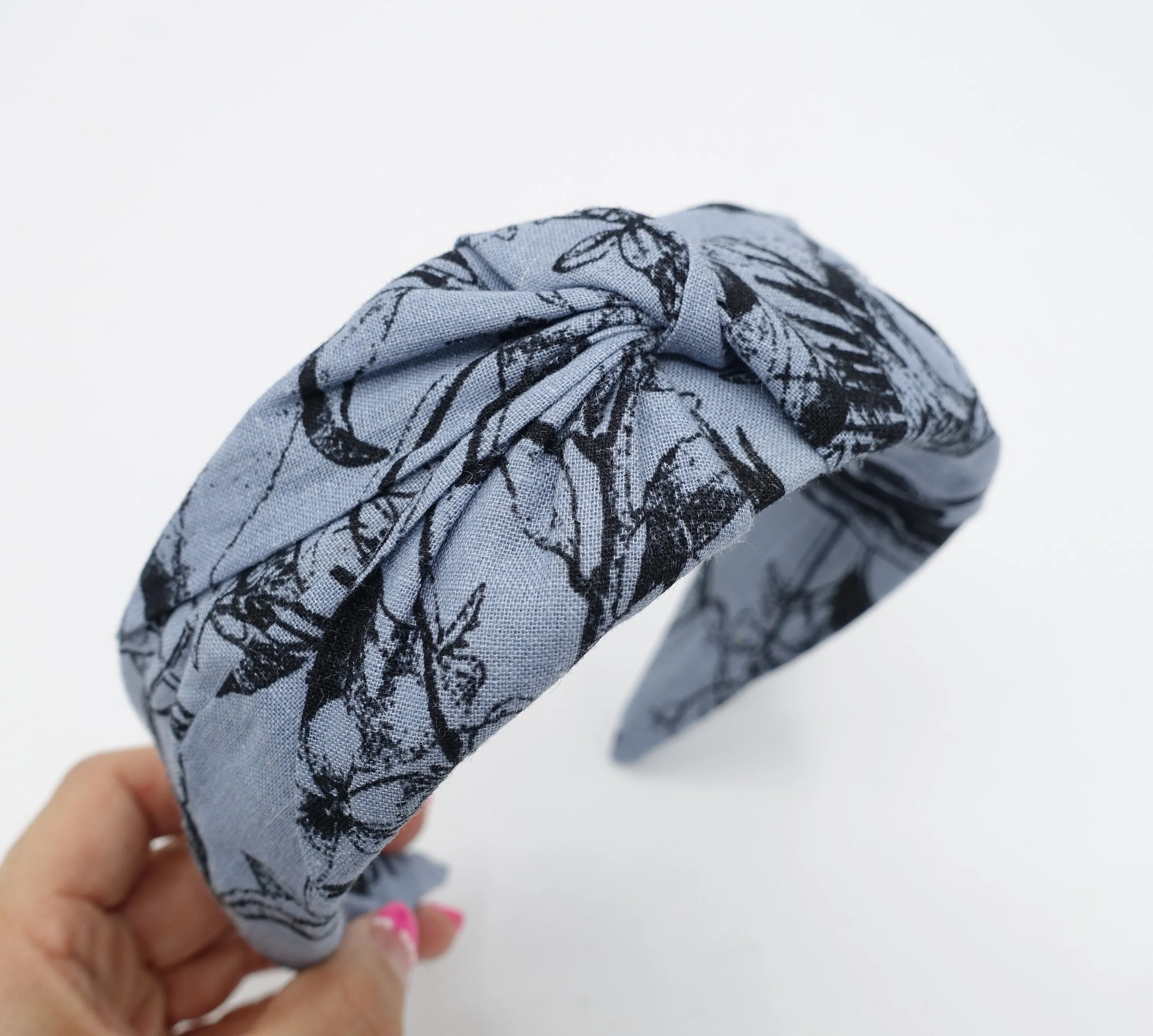 plant flower print  headband front cross twist hairband cotton hair accessory for women