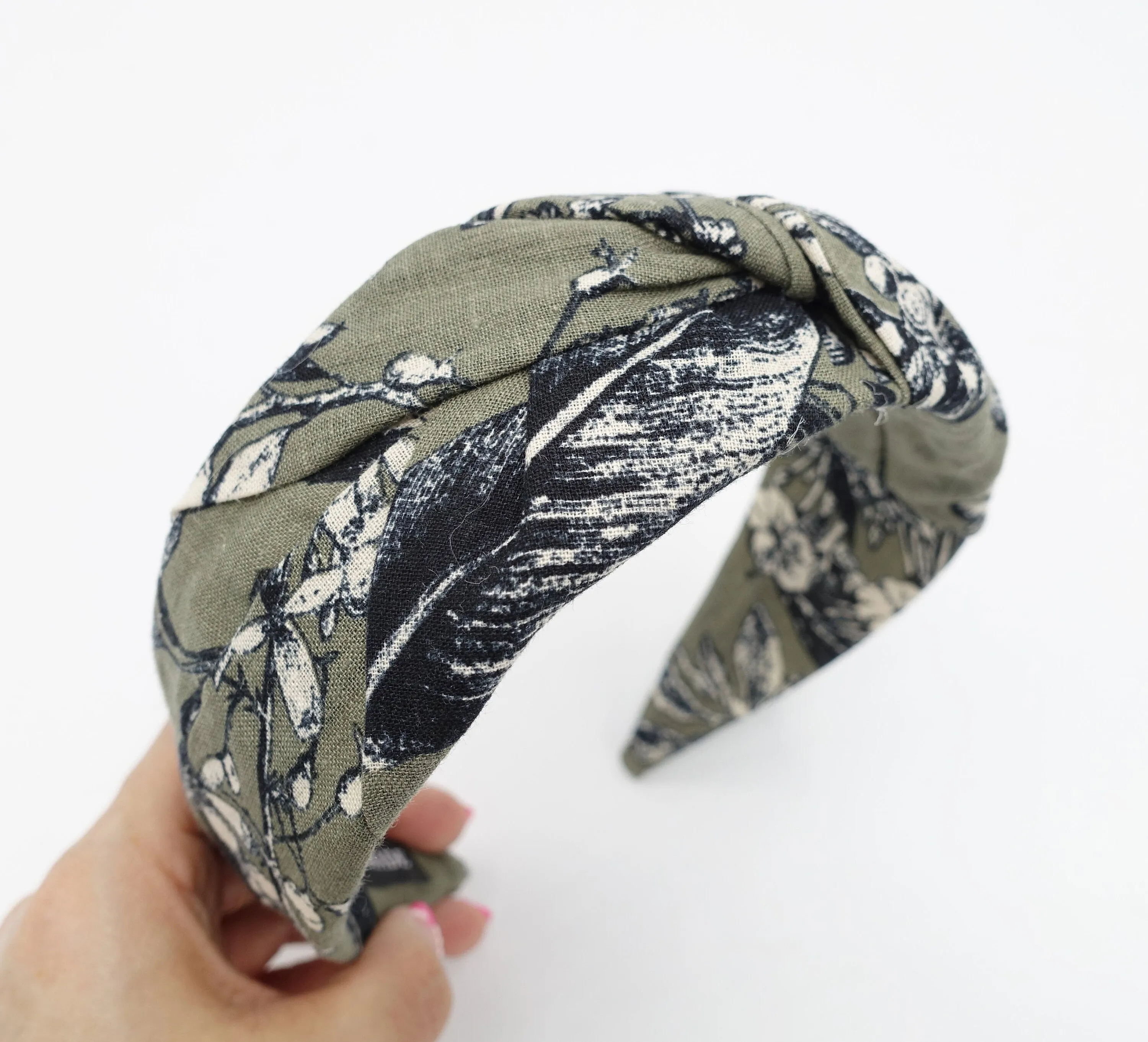 plant flower print  headband front cross twist hairband cotton hair accessory for women