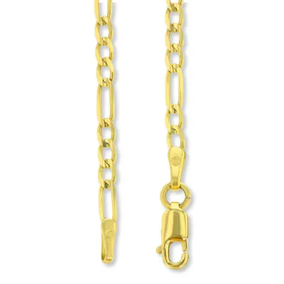 Polished 14K Yellow Gold Heart with White Gold Love Key Pendant Figaro Chain Necklace