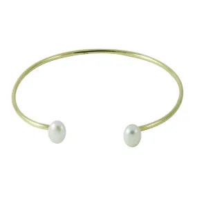 "Buttons" Double Pearl Cuff Bracelet Gold-Dipped