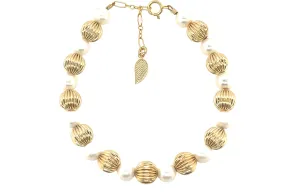 "EVELYN" 14k gold-filled & pearl beaded bracelet