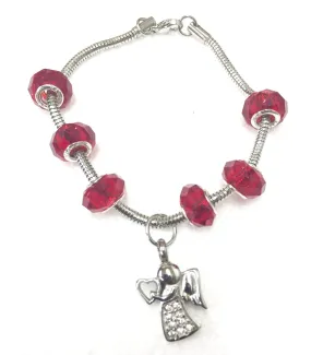 "Ruby Red" Murano Bead Cremation Bracelet