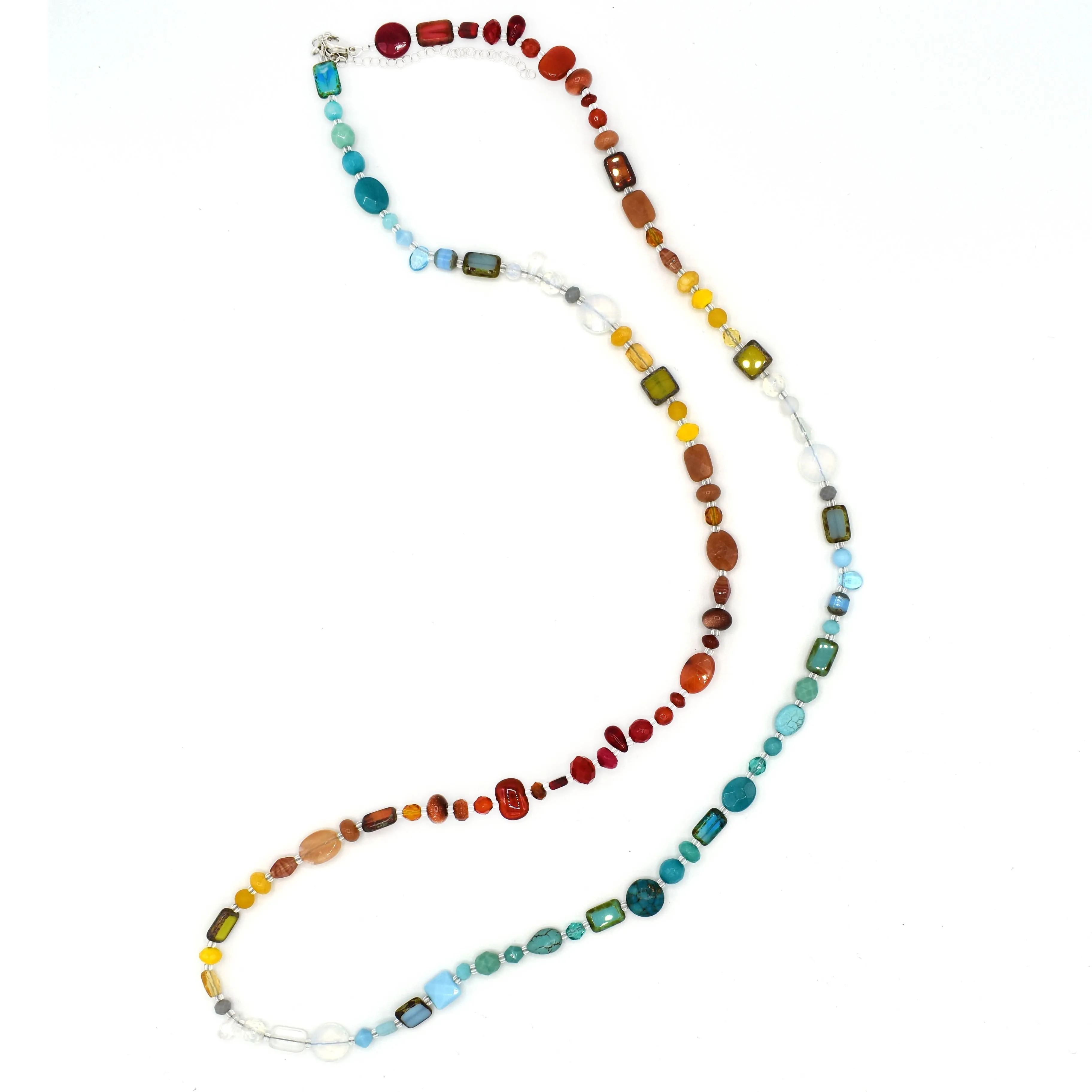 Rainbow Gemstone Medley, Convertible Necklace/Bracelet, 44"