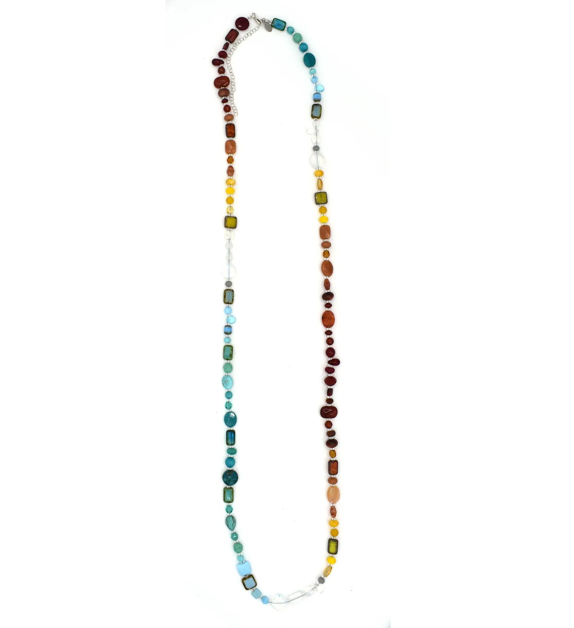 Rainbow Gemstone Medley, Convertible Necklace/Bracelet, 44"