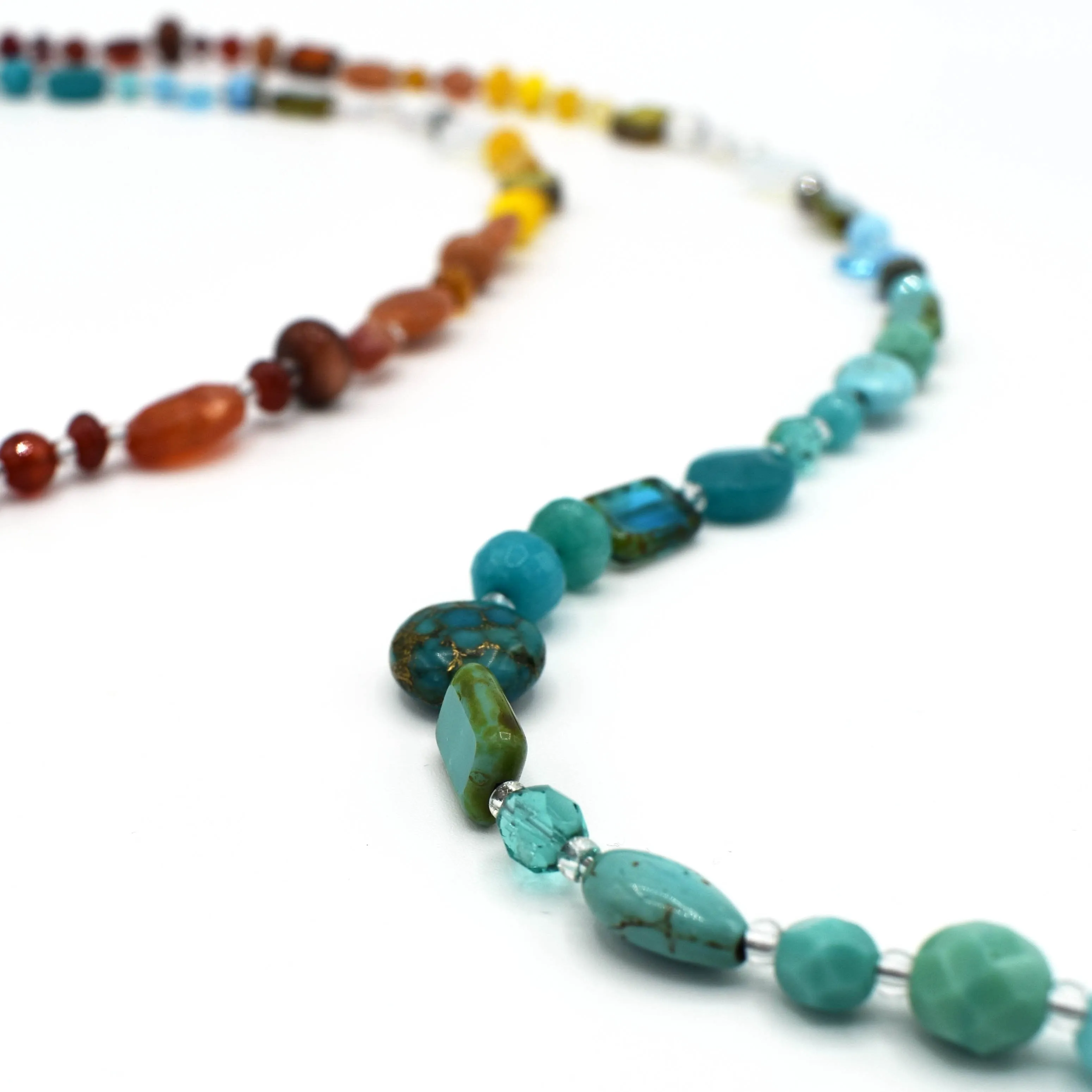 Rainbow Gemstone Medley, Convertible Necklace/Bracelet, 44"