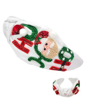 Red & Green 'Ho Ho Ho' Santa Beaded Headband