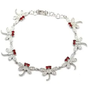 Red Ruby Dragonfly Tennis Bracelet