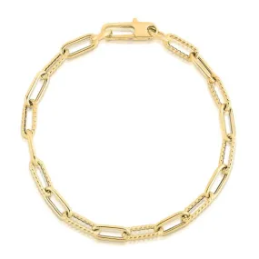 Roberto Coin Alternating Fluted Link Paperclip Bracelet