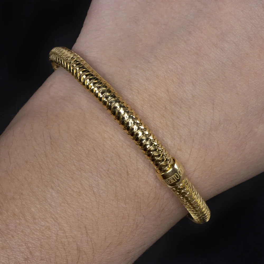 ROBERTO COIN PRIMAVERA 18k YELLOW GOLD BANGLE BRACELET WOVEN FLEXIBLE STRETCH