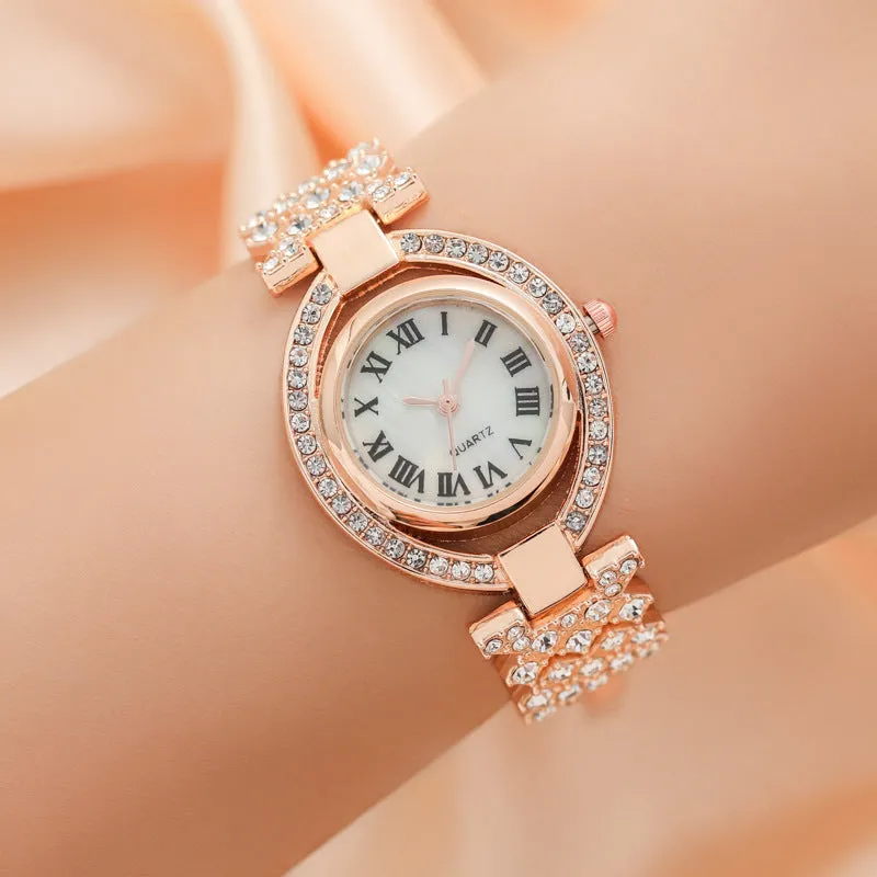 Roman Quartz Watch Lady Temperament Fashion All-Match Watch Diamond Personalized Minority Watch