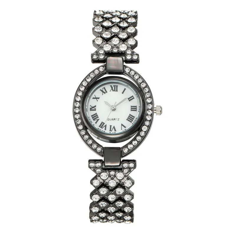 Roman Quartz Watch Lady Temperament Fashion All-Match Watch Diamond Personalized Minority Watch