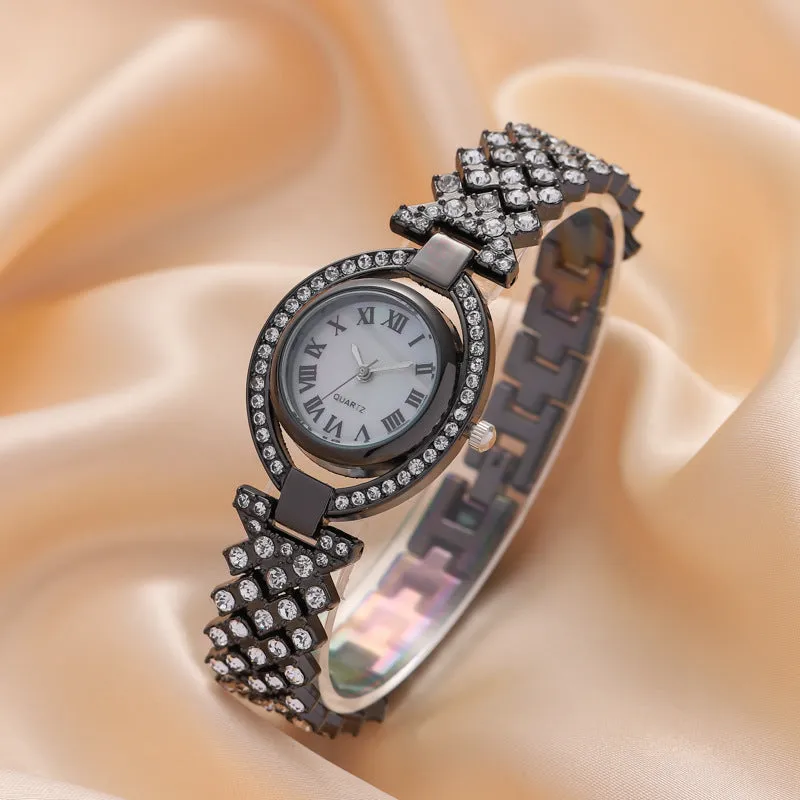 Roman Quartz Watch Lady Temperament Fashion All-Match Watch Diamond Personalized Minority Watch