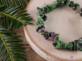 RUBY ZOISITE Crystal Bracelet - Chip Beads - Beaded Bracelet, Handmade Jewelry, Healing Crystal Bracelet, E0644