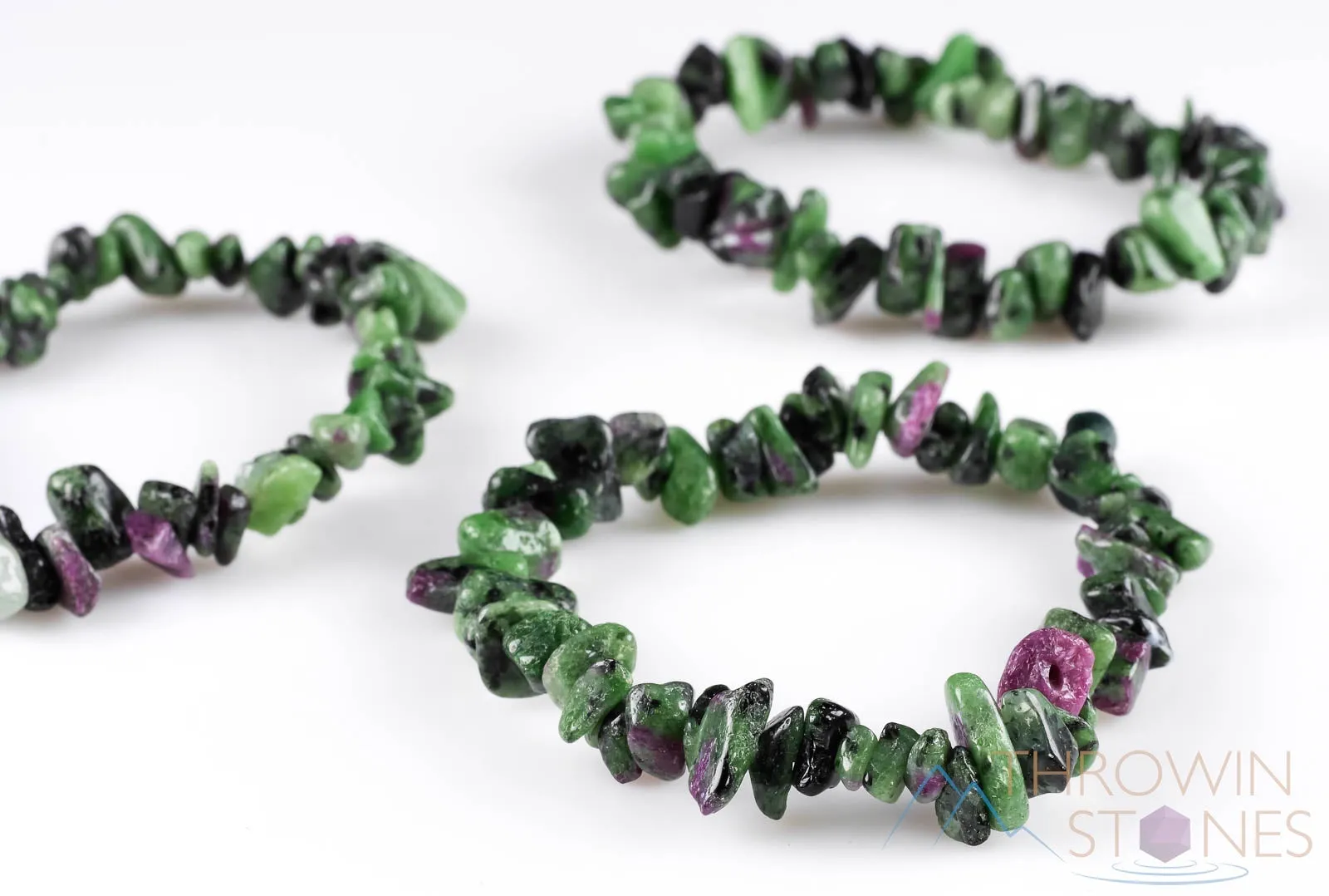 RUBY ZOISITE Crystal Bracelet - Chip Beads - Beaded Bracelet, Handmade Jewelry, Healing Crystal Bracelet, E0644