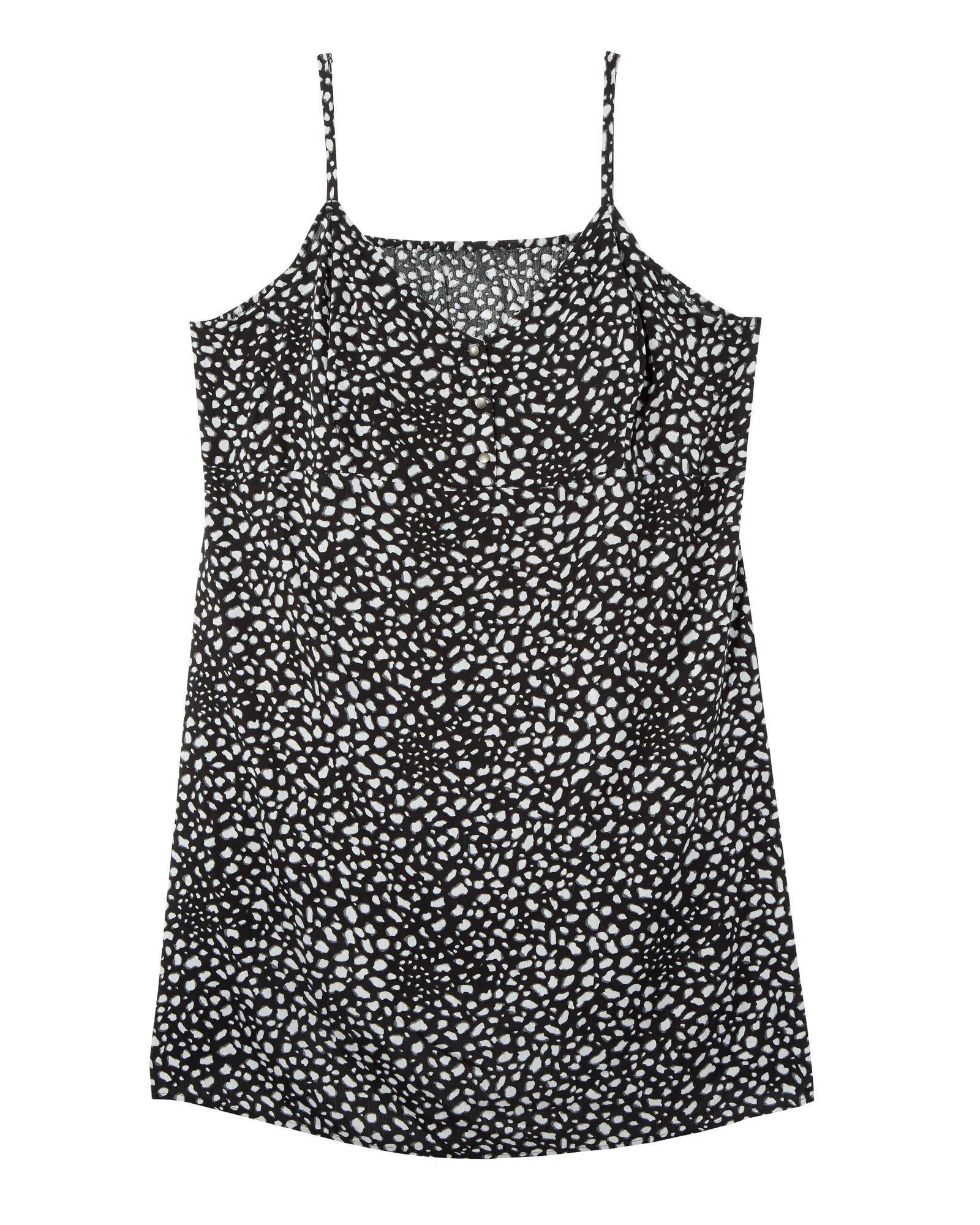 Santa Monica Spaghetti Strap Button Detail Dress | Black / Light Grey