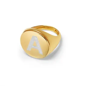 Signet Personalised Enamel Initial Ring