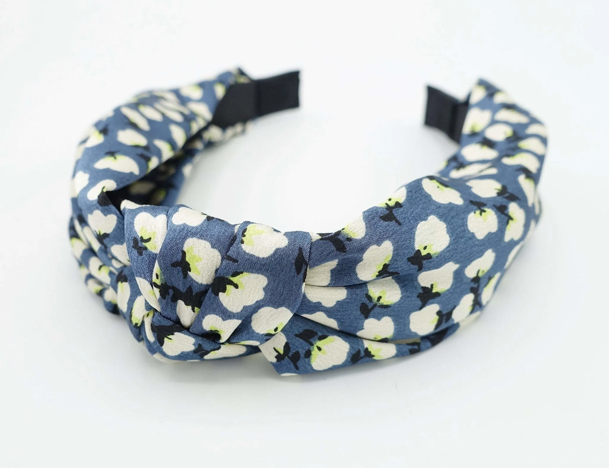 silk satin cotton flower print headband glossy satin hairband women hair accessory