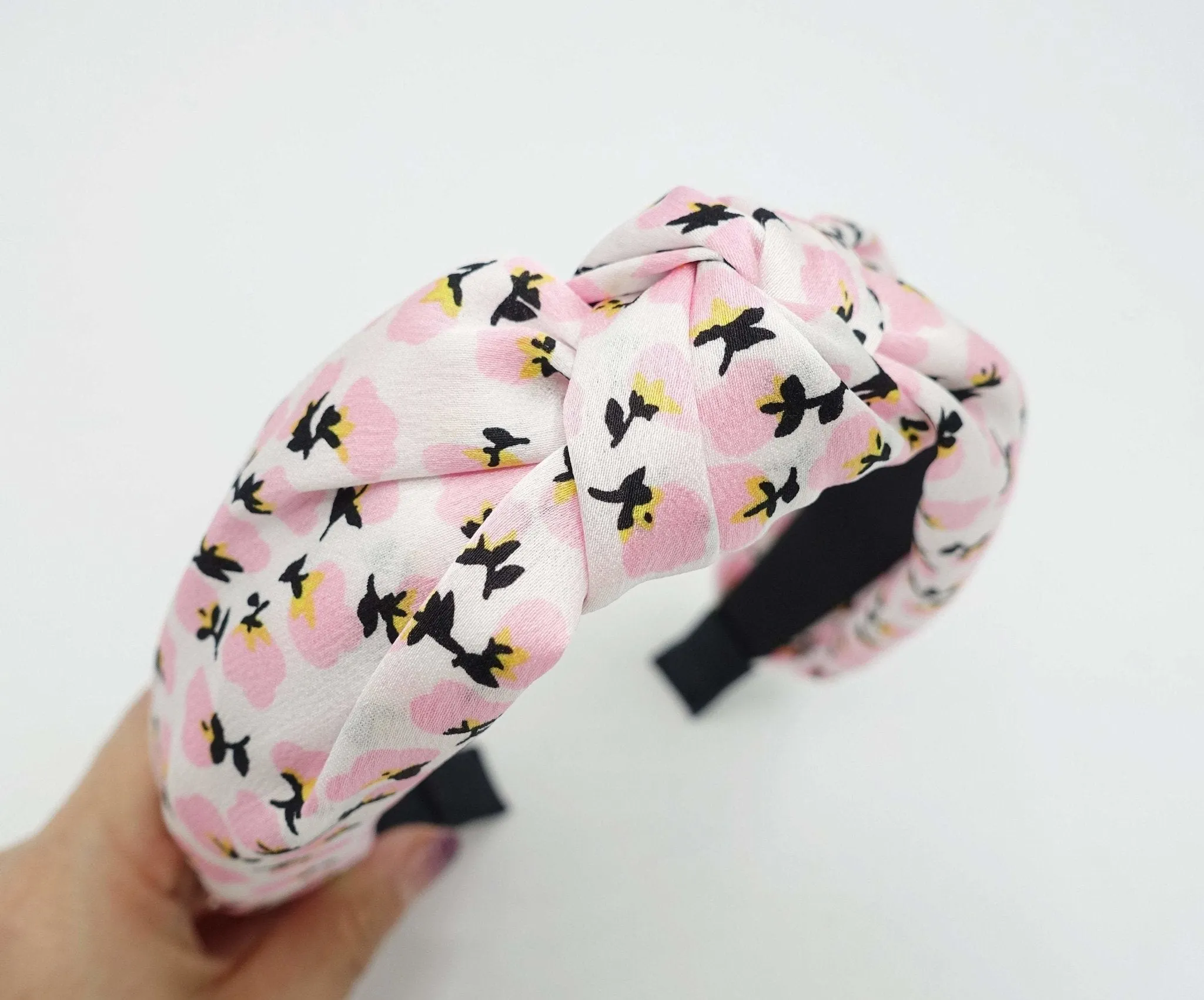 silk satin cotton flower print headband glossy satin hairband women hair accessory