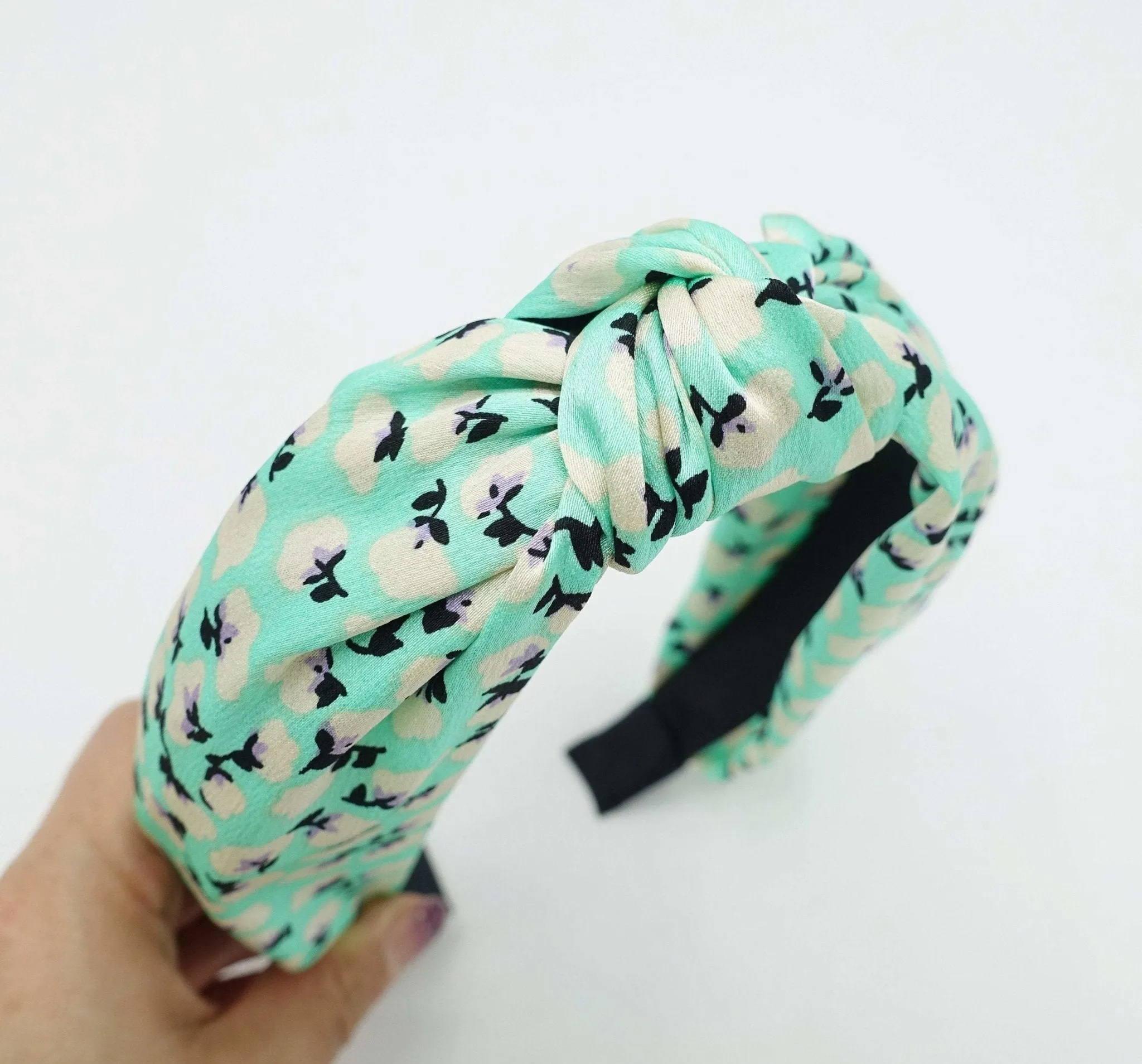 silk satin cotton flower print headband glossy satin hairband women hair accessory