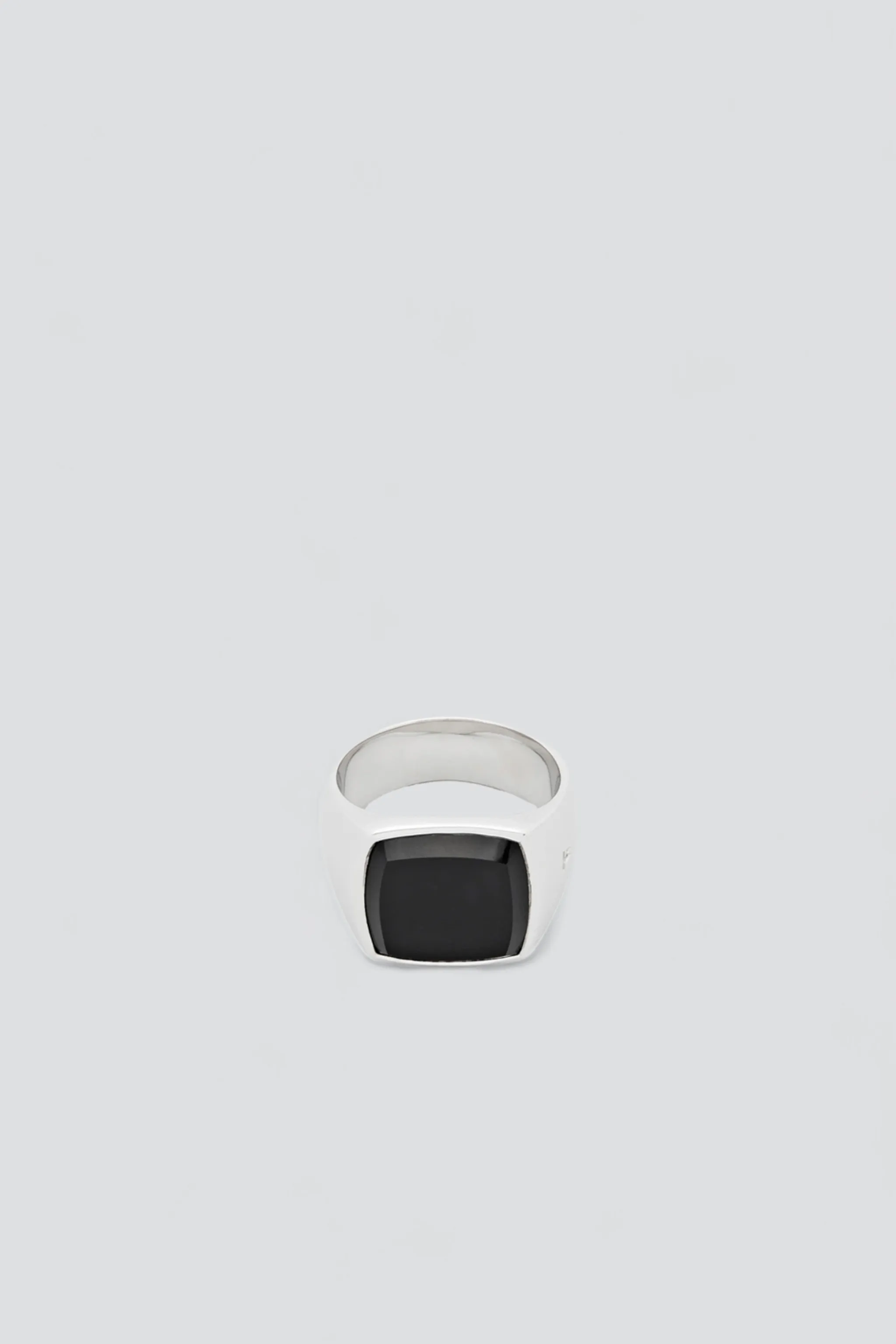 Silver M Cushion Black Onyx Ring