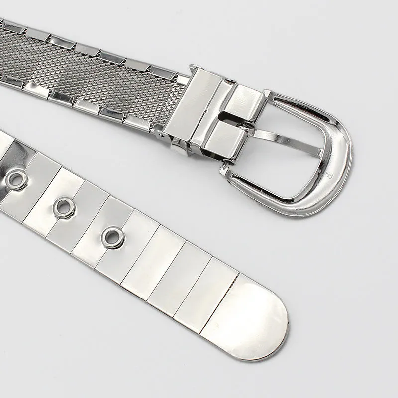 Silver Pin Hole Buckle Belt