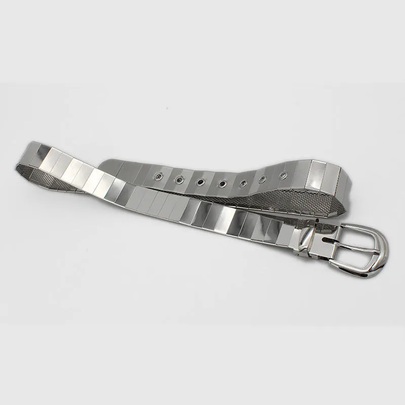 Silver Pin Hole Buckle Belt