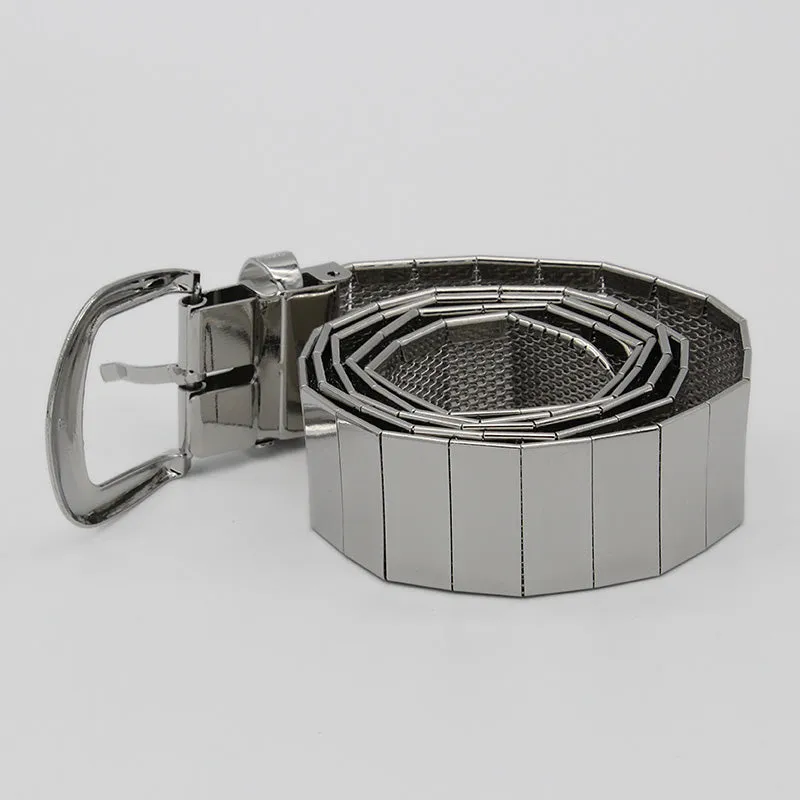 Silver Pin Hole Buckle Belt