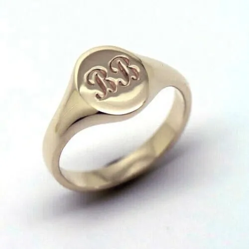 Size F 9ct 9K Yellow, Rose or White Gold Oval Signet Ring 9mm x 7mm   Engraving of 2 initial