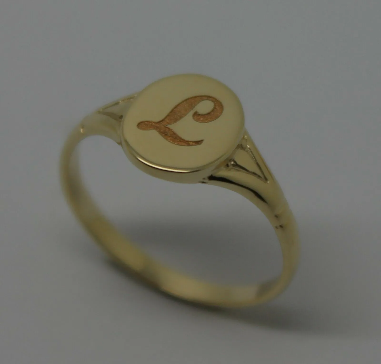 Size K 1/2 Genuine Solid New 9ct Yellow, Rose or White Gold Oval Signet Ring Engraved With One Initial