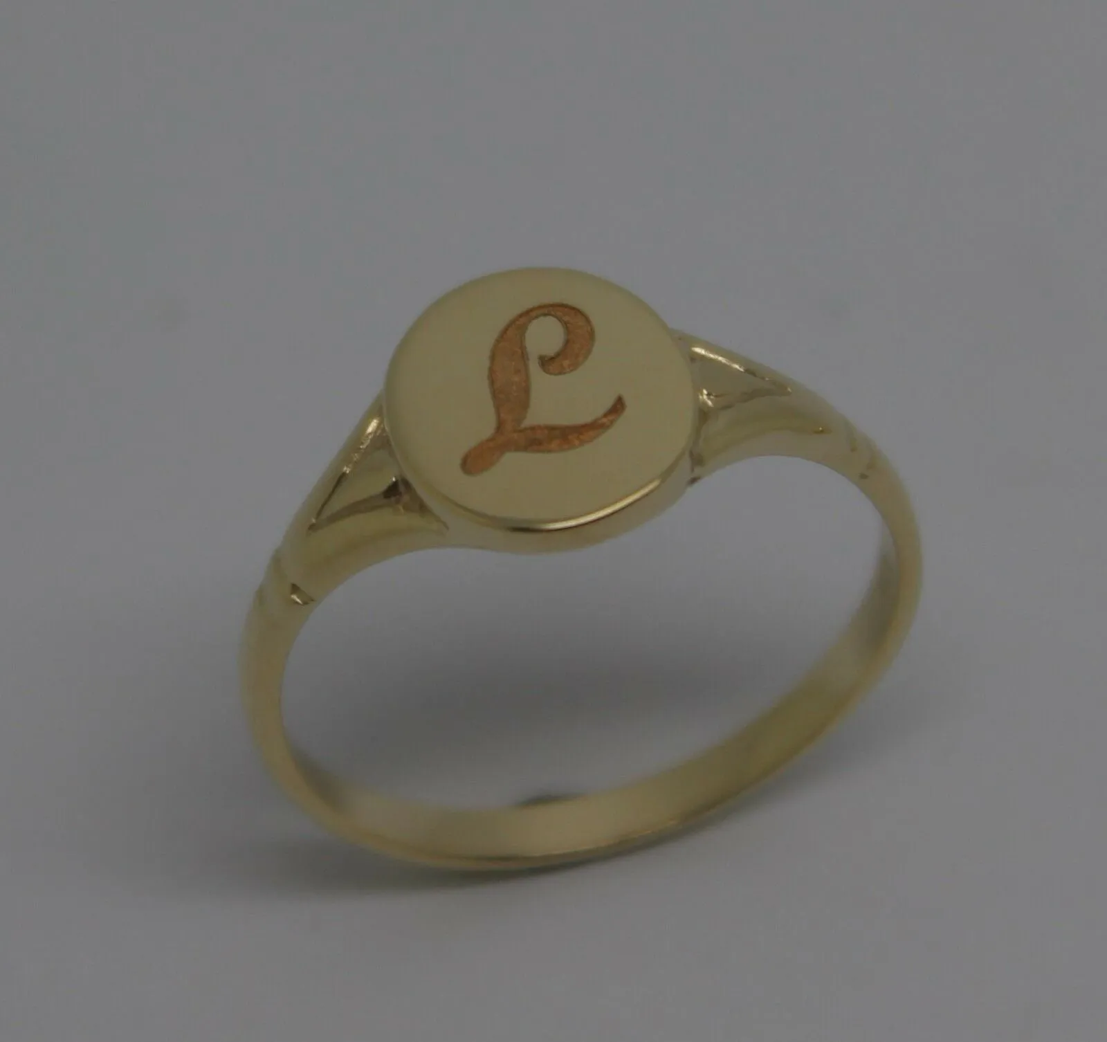 Size K 1/2 Genuine Solid New 9ct Yellow, Rose or White Gold Oval Signet Ring Engraved With One Initial