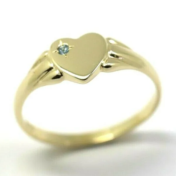 Size N 231 July Birthstone 9ct Yellow, Rose or White Gold 375 Blue Topaz Stone Heart Signet Ring